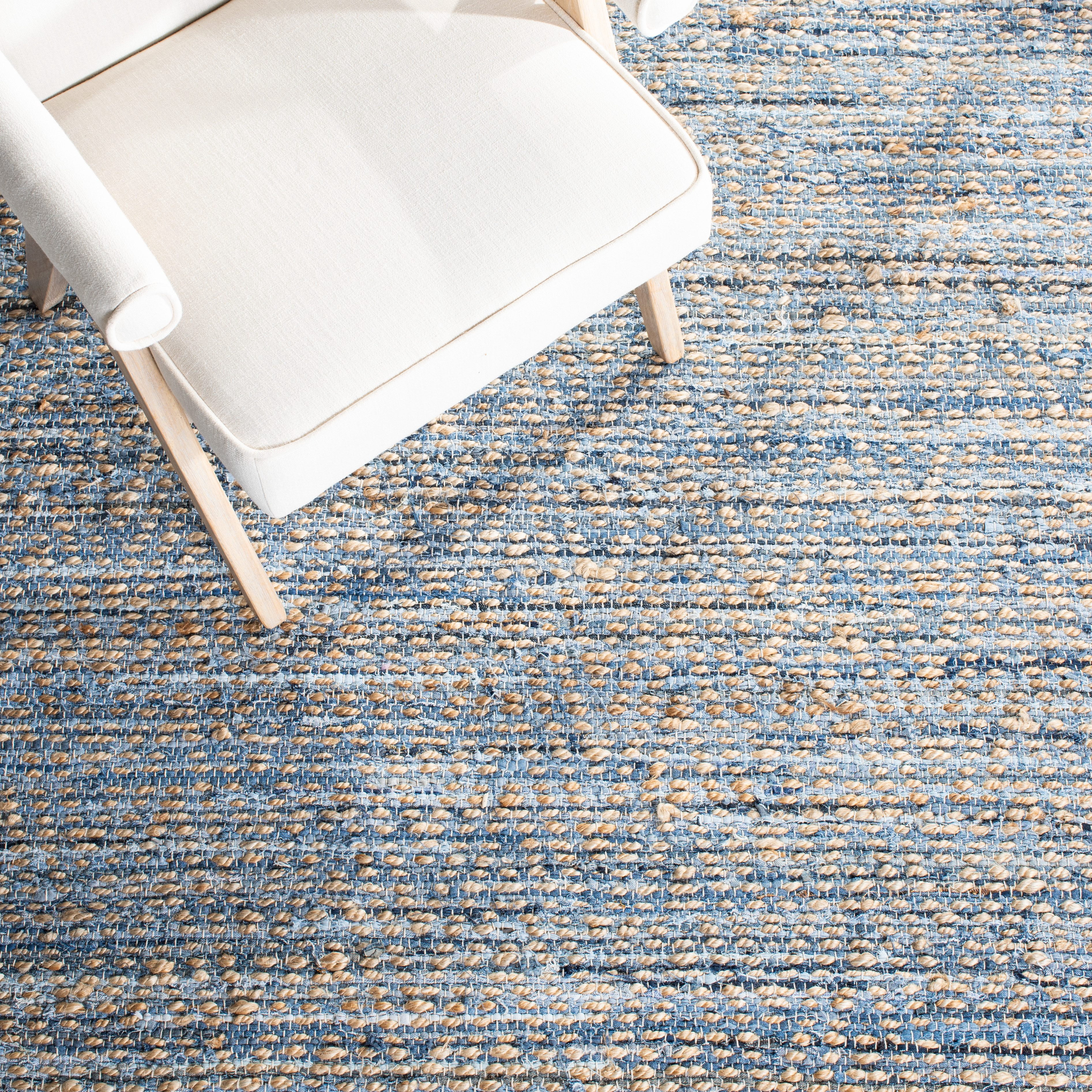 SAFAVIEH Cape Cod Leo Geometric Area Rug, Natural/Blue, 11' x 15'
