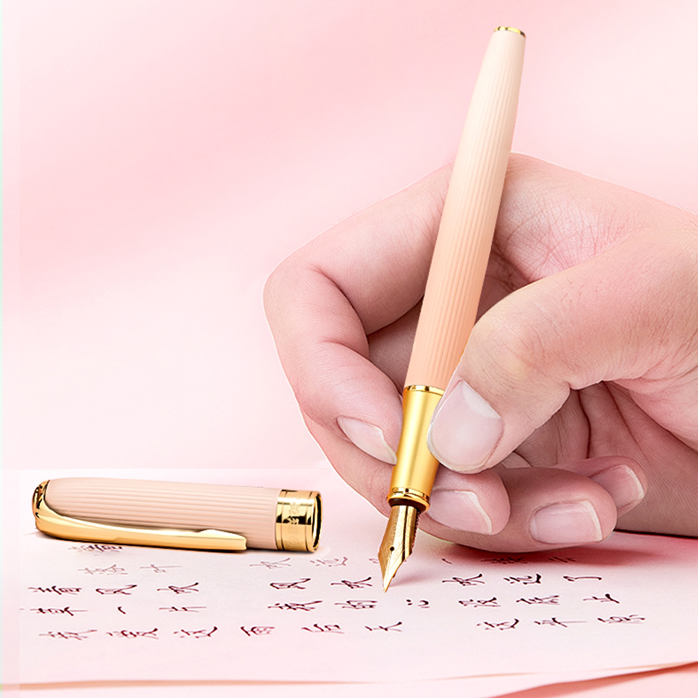 Pink Style Stainless Steel Fountain Pen Gift Set with Refillable Ink Converter, Fine Point Fountain Pen for Writing, Office Supplies