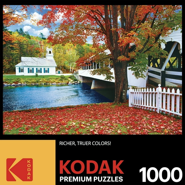 Kodak 1000 Piece Jigsaw Puzzle Covered Bridge Crossing River To Church Stark Nh Walmart Com
