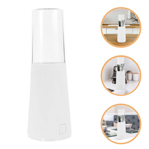 ETEREAUTY White Plastic Utensil Holder with Lid for Kitchen Countertop Cutlery, Chopstick and Silverware Storage Organizer
