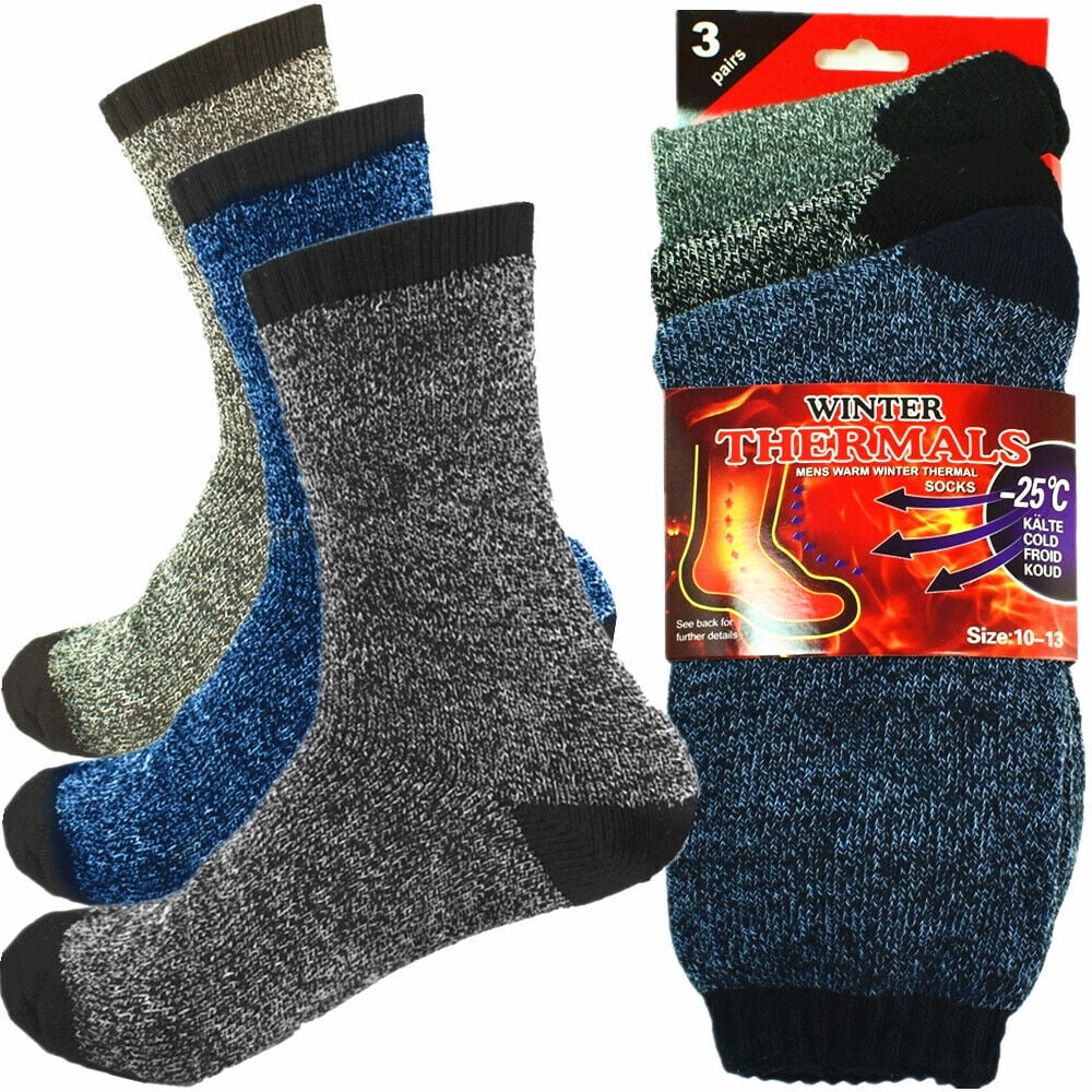 6 Pairs Mens Thick Winter Wool Socks - Warm Thermal Socks for Cold Winter