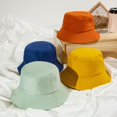 thumbnail image 2 of Cotton Summer Foldable Bucket Hat Unisex Women Outdoor Sunscreen Hat Pure Color Fishing Hunting Cap Men Basin Chapeau Beach Cap Fivean unisex, 2 of 2