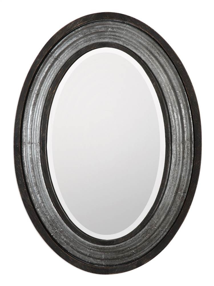 Contemporary Oval Wall Mirror in Black