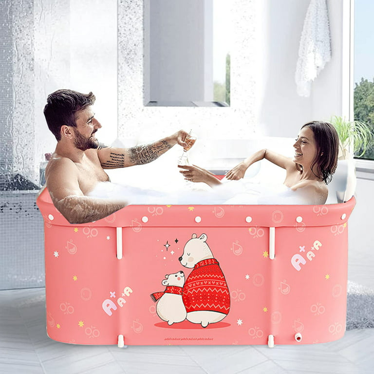 53 Extra Large Portable Foldable Bathtub with Cover for Adult, Family SPA  Soaking Tub for Small Bathroom, Thicken Multiple Layer Bathtub with Lid for
