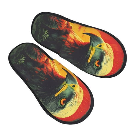 

Kdxio Hawaiian Style Bald Eagle Pattern Slippers for Women Memory Foam Fuzzy House Slippers Bedroom Non-slip Warm Womens Slippers