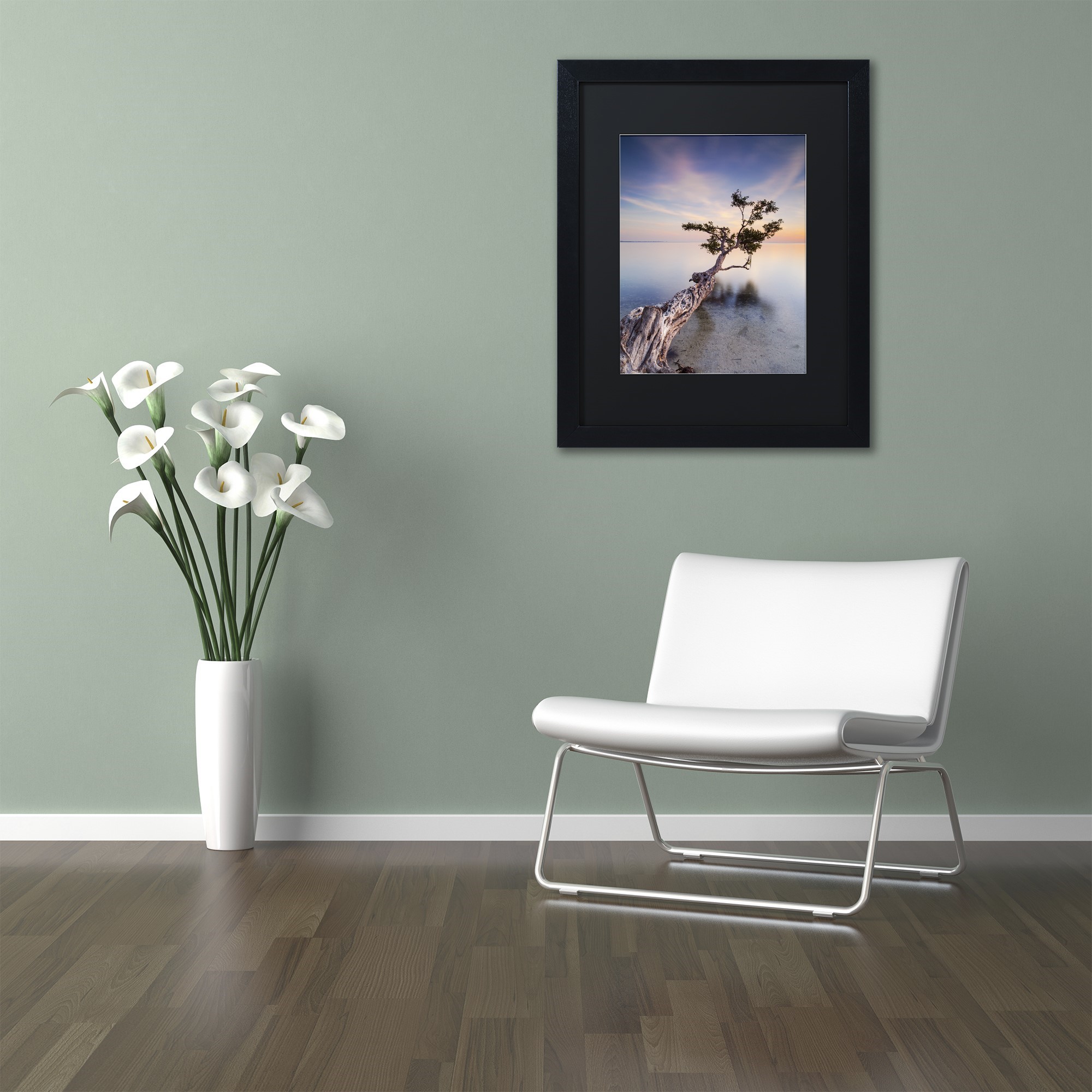 Trademark Fine Art "Water Tree X" Canvas Art by Moises Levy Black Matte, Black Frame