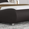 thumbnail image 3 of Sha Cerlin Full Size Platform Bed, Faux Leather Low Profile Sleigh Bed Frame with Adjustable Headboard, Wood Slat Support, Dark Brown, 3 of 6