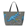 thumbnail image 2 of Fuzoiu Fun Riding Dinosaur Print Waterproof Beach Tote Bag for Women Girls with Zipper,Sandproof Pool Swim Bag,Large Capacity Beach Travel Bag for Pool Swim Travel Everyday, 2 of 7