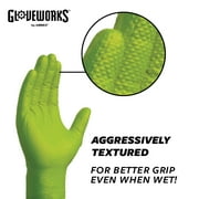 GLOVEWORKS Heavy Duty Green Gloves for Mechanics, Auto, Nitrile, L, 100 Count