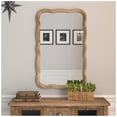 thumbnail image 6 of Open Box COZAYH Curved Wood Frame Accent Mirror, Modern Farmhouse Wall Decor, Natural, 6 of 7