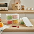 thumbnail image 1 of Food Container with Lid Drain Basket Good Sealing 2 Grids Refrigerator Onion Storage Box Kitchen Gadget, 1 of 8