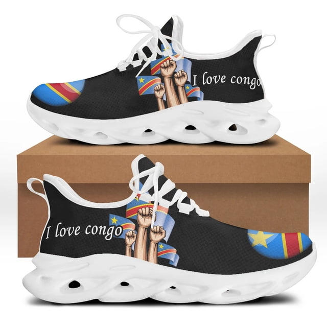 Zapatillas deportivas gruesas y transpirables de verano para hombre, para todas las estaciones, con diseño de la bandera del Congo, suela gruesa patriótica, calzado que aumenta la altura.
