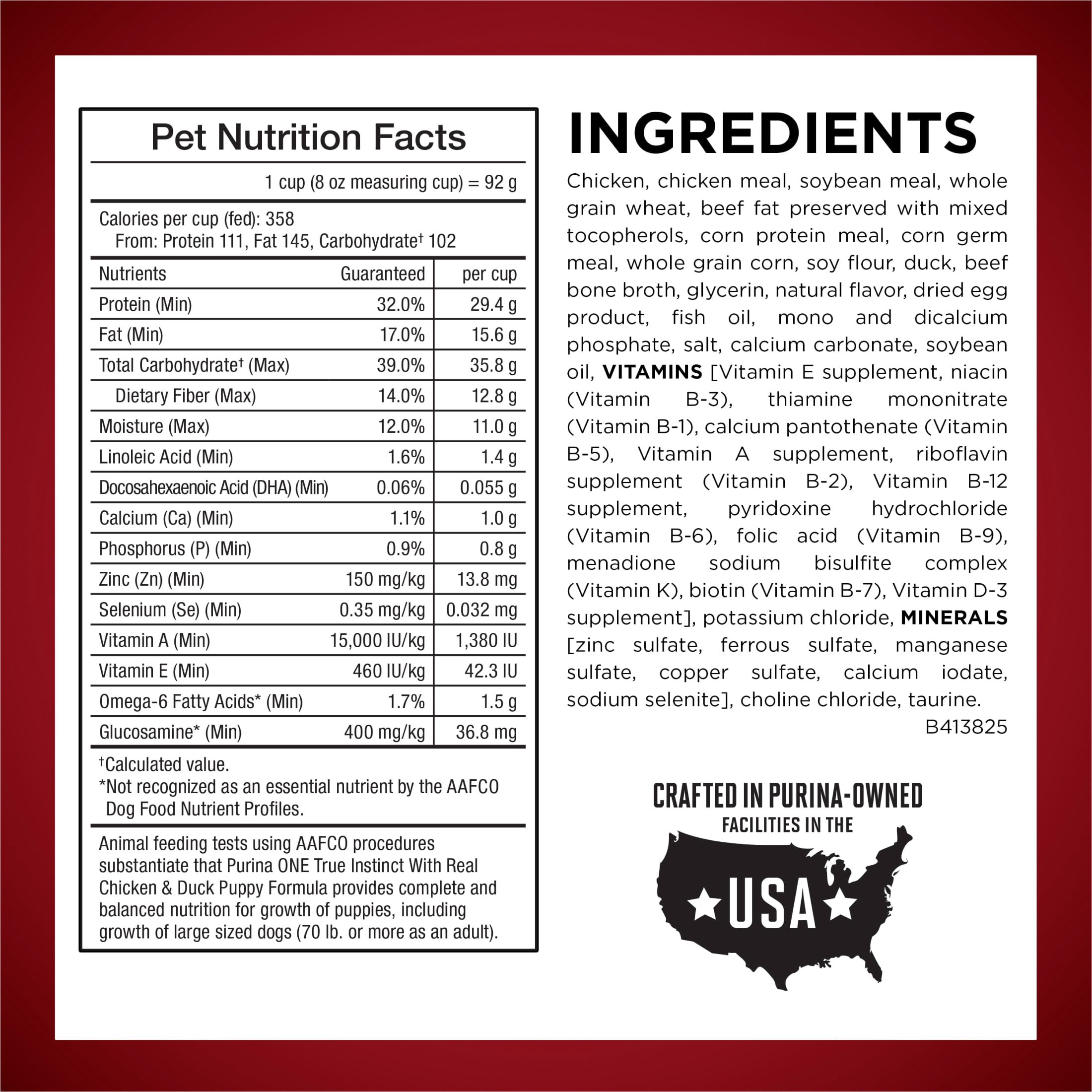 Purina ONE True Instinct with Real Chicken and Duck High Protein Dry Puppy Food Formula Natural with Added Vitamins, Minerals and Nutrients, 15 lb. Bag