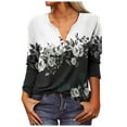 thumbnail image 2 of DNDKILG Button Up Shirts for Women Black Floral Womens Tops Summer Long Sleeve Womens Business and Blouses Plus Size Blouses Black XL, 2 of 5
