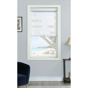 Cordless Light Filtering Layered Shade 25" X 72" White