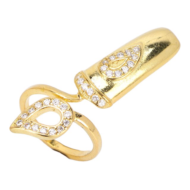 Anillo De Manicura, Anillo De Apertura De Uñas De Diamantes De Imitación, Cobre Galvanizado Para Regalos Para Damas Cergrey Dorado