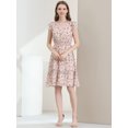 thumbnail image 3 of INSPIRE CHIC Women's Flutter Sleeves V Neck Smocked Waist Ruffle Floral Dresses, 3 of 6