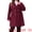Burgundy, variant on Womens Plus Size Winter Pea Coat Double Breasted Notch Lapel 4X Navy Blue