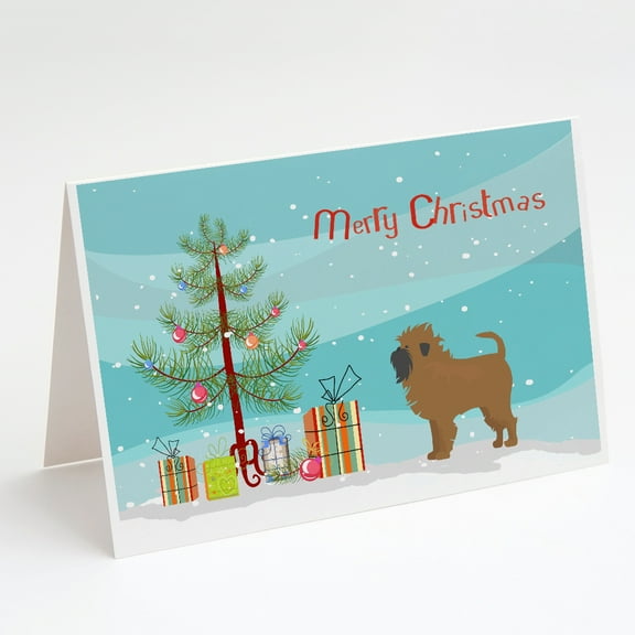 Tan Affenpinscher Christmas Tree Greeting Cards and Envelopes Pack of 8