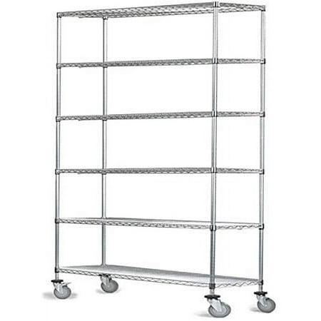 

30 Deep x 48 Wide x 80 High 6 Tier Chrome Wire Shelf Truck with 800 lb Capacity