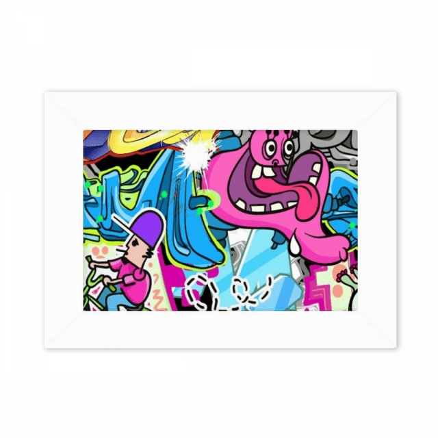 Graffiti Rue Culture Coloré Monstre Photo Monter Cadre Image Art Peinture Bureau 5 X 7 Pouces