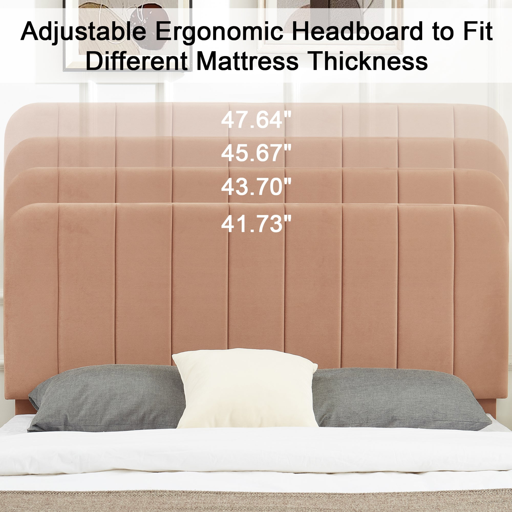 VECELO Full Size Bed Frame with Upholstered Headboard, Velvet Platform Bedframe Mattress Foundation, Strong Wood Slat Support, No Box Spring Needed,Velvet Coffee