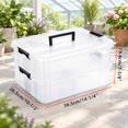 Stackable Interlocking Storage Box Black 2-Tier Plastic Stackable Storage Box with Carry Handle and Lids ...