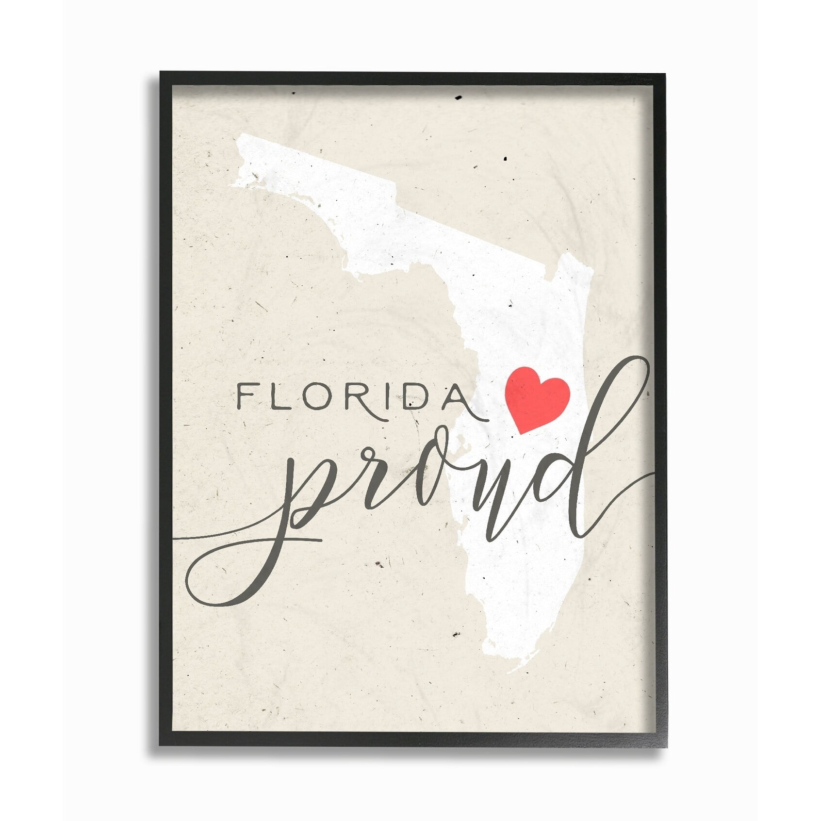 The Stupell Home Decor Collection Florida Proud with Heart Oversized Framed Giclee Texturized Art