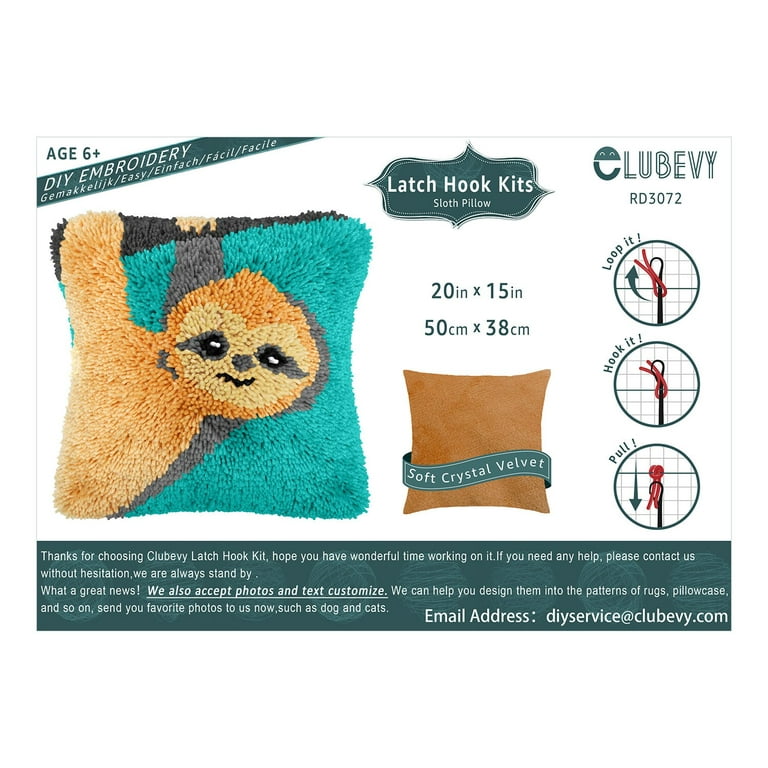 Sloth Latch Hook Kits DIY Throw Pillow Cover Crochet Crafts for Beginner  Kids and Adults Handmade Crafts Home Decoration, 17x 17 