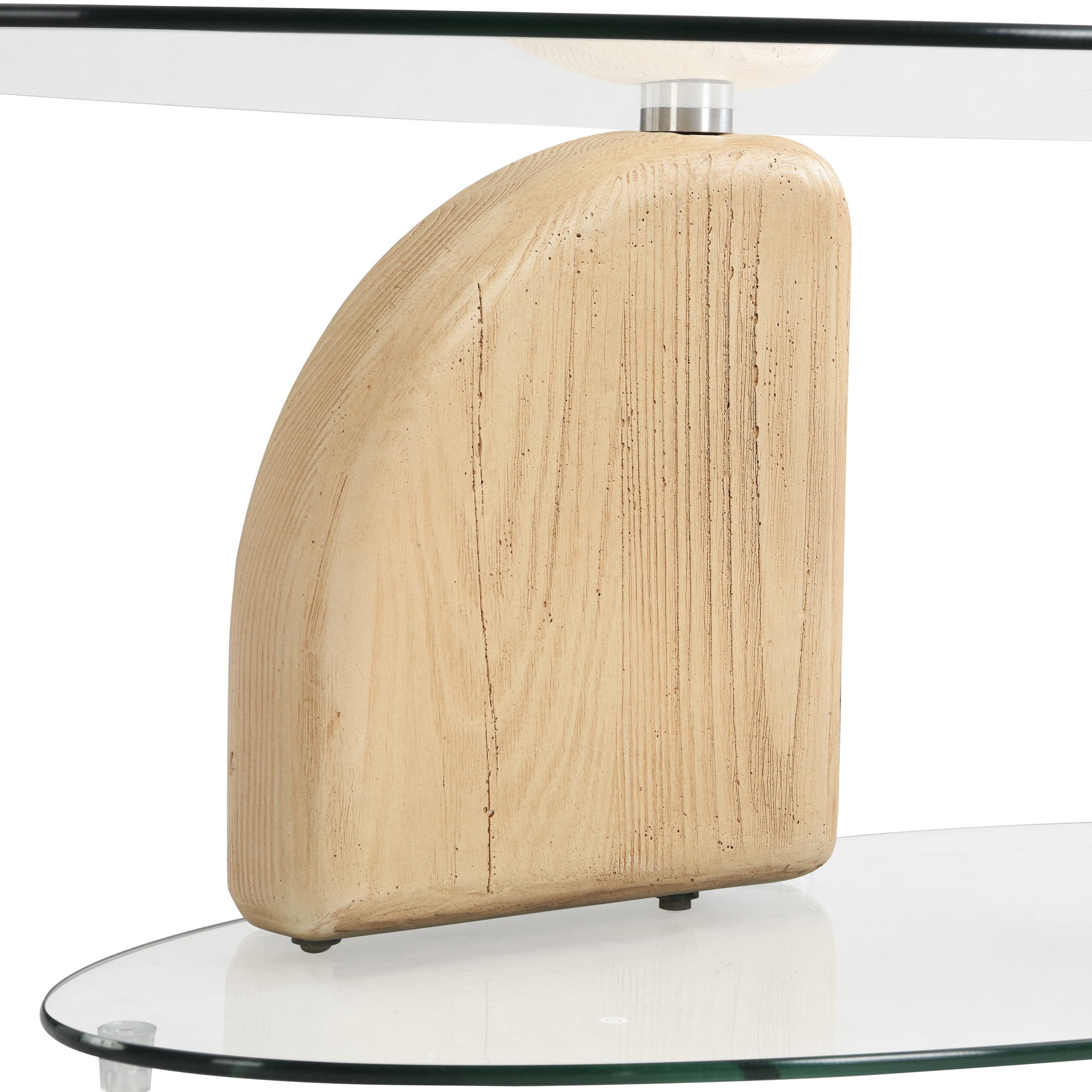 Christopher Knight Home 45.67" Modern Sculptural Oval Glass Coffee Table with MGO Base, Natural