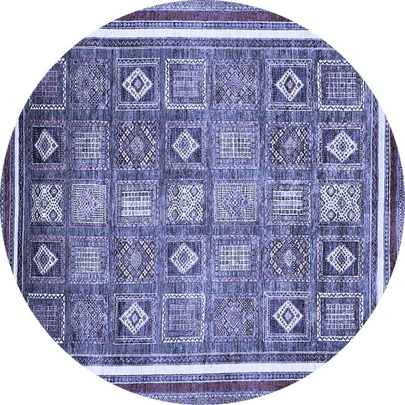 Ahgly Company Indoor Round Oriental Blue Modern Area Rugs, 4' Round