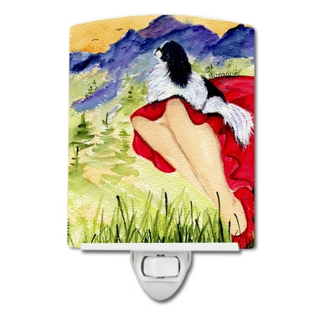 

Caroline s Treasures SS8524CNL Lady with her Japanese Chin Ceramic Night Light 6x4x3 multicolor