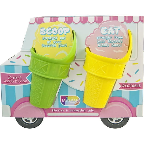 Talisman Designs Kiddie Kones | Pink, Blue, Green & Yellow | Set Of 4 | Mini Ice Cones | Stand Upright, Cream, Frozen Yogurt & Sorbet