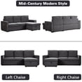 thumbnail image 3 of Hybition Modern L-Shaped Sectional Sofa Velvet Sofabed with Storage Chaise Gray, 3 of 7