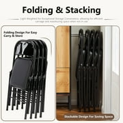 CONCETTA 2 Pack Folding Chair, Indoor Outdoor Portable Stackable Commercial Leather Padded Seat for Home, Office, Party, Black