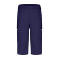 thumbnail image 6 of Bzhegqhd Solid Elastic Waist Pocket Cropped Pants Casual Stretchy Stylish Pants for Spring Summer Women's Clothing, 6 of 6