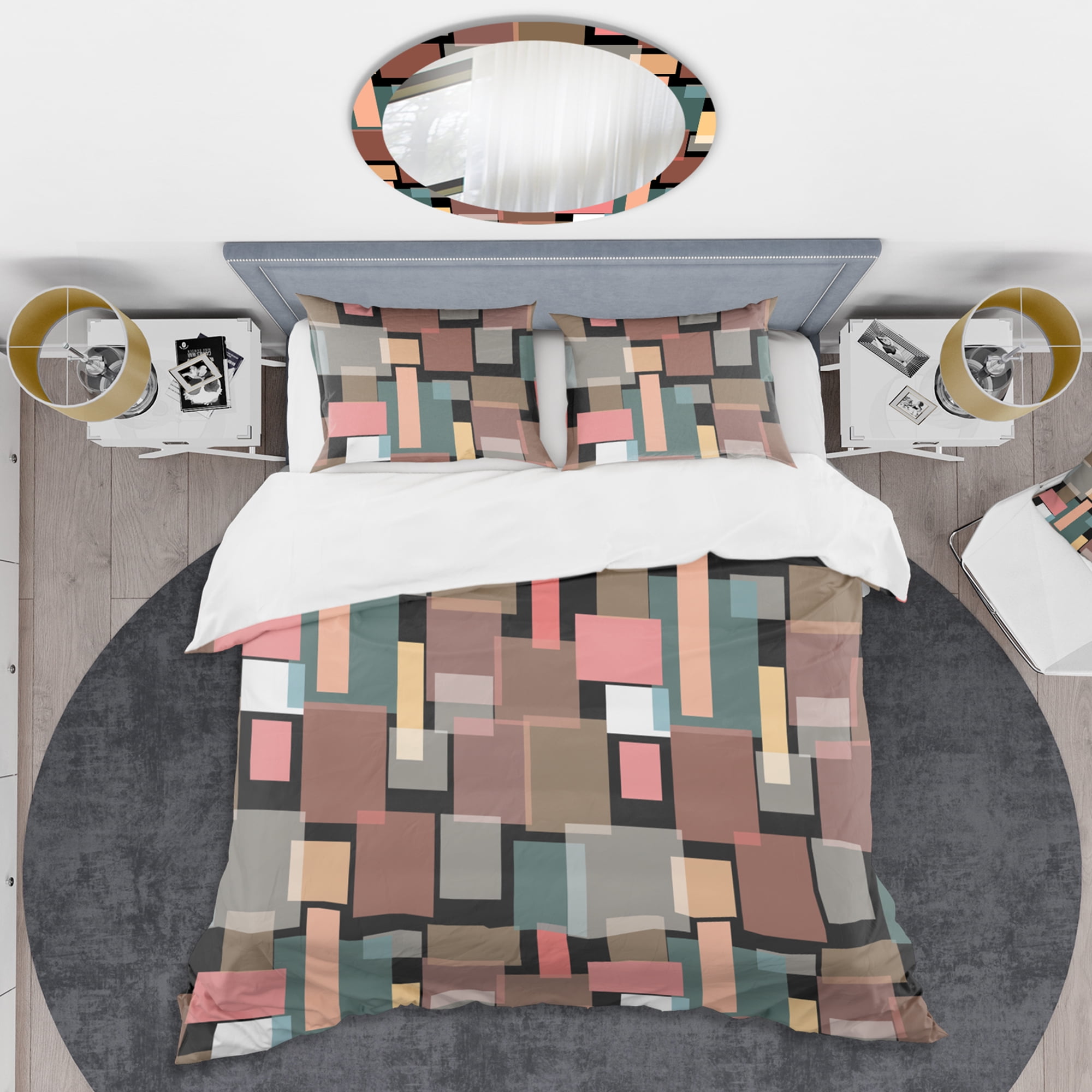 Designart 'Retro Square Design II' Mid-Century Modern Duvet Cover Set