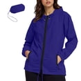 thumbnail image 5 of DDAPJ pyju Rain Jacket Women Lightweight Zip Up Hooded Waterpoof Windbreaker Packable Hiking Travel Raincoat with Pockets Dark Blue S, 5 of 9