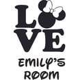 thumbnail image 1 of Love Silhouette Cartoon Character Vinyl Customized Name Wall Decal - Custom Vinyl Wall Art - Personalized Name - Baby Girl Boy Kid Bedroom Decal Room Sticker Decoration Size (10x8 inch), 1 of 1