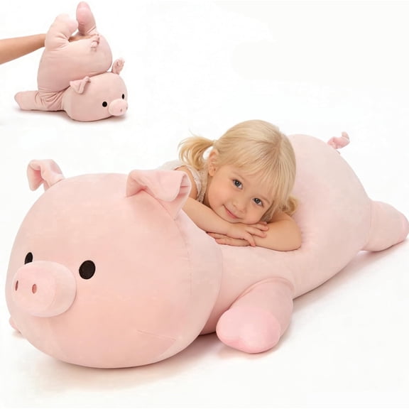 MorisMos 23.6" Pink Pig Stuffed Animal Plush Pillow