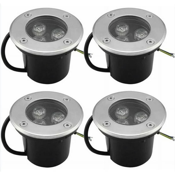 Paquete de 4 focos LED empotrables para exteriores, 3 W, IP65, 270 lúmenes, redondos, para terraza, jardín, camino, patio, garaje.