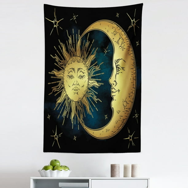 Astrology Tapestry, Moon and Sun in Antique Style Lunar Myth Astrology Art  Print, Fabric Wall Hanging Decor for Bedroom Living Room Dorm, 5 Sizes, ...