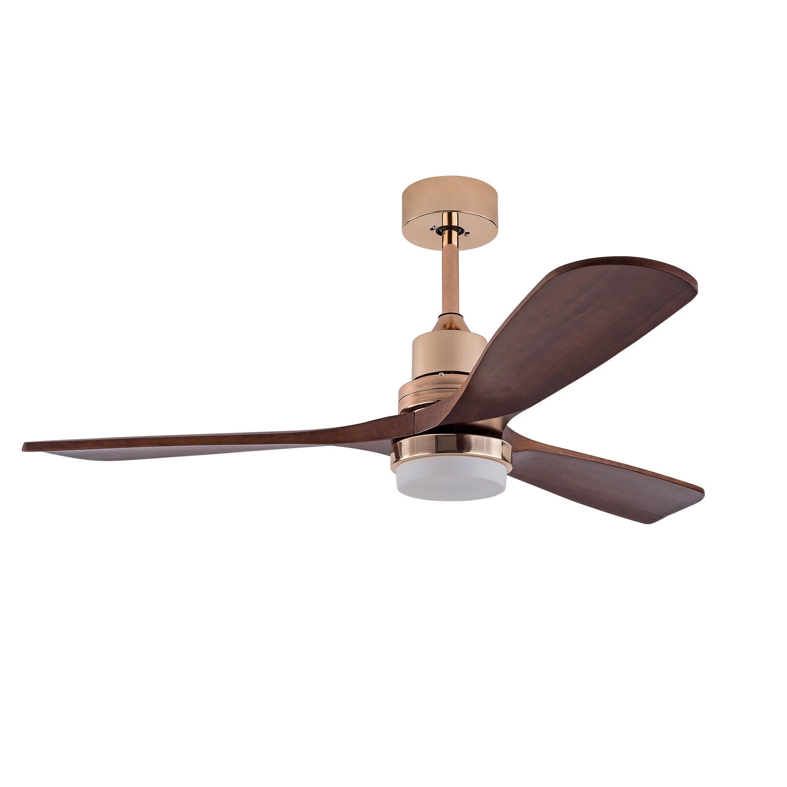 Denest 48" Ceiling Fan with Lights Remote Control, Gold Ceiling Fan with Lights LED, 3 Brown Wood Blades 3-Speed Reversible Tropical Ceiling Fan