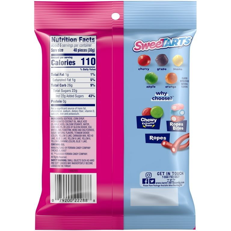 Shock Tarts Mini Chewy Candy - 24 ea, Nutrition Information