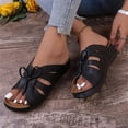 thumbnail image 5 of Summer Sandals,Womens Walking Sandals,Comfortable Sandals for Women,Wide Sandals for Women,Wedge Sandals,Women's Solid Color Flat Bottomed Casual Beach Shoes, Sandals, Women's Shoes,Black,6.5, 5 of 6