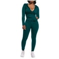 thumbnail image 1 of Gibobby Conjunto de sudadera y pantalones Moda mujer otoño dama Split 2 piezas traje deportivo conjunto Casual Color sólido traje(Verde,XL), 1 of 4