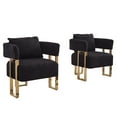 thumbnail image 5 of U-shaped Accent Chairs Set of 2, Mid Century Modern Upholstered Armchair with Pillow, Comfy Barrel Chair with Metal Gold Legs for Bedroom, Living Room, Black, 5 of 9