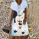 thumbnail image 4 of Vestidos de Minnie de Disney y Mickey para mujer, vestido Midi informal con estampado Floral y escote en V para vacaciones, verano 2022, 4 of 5