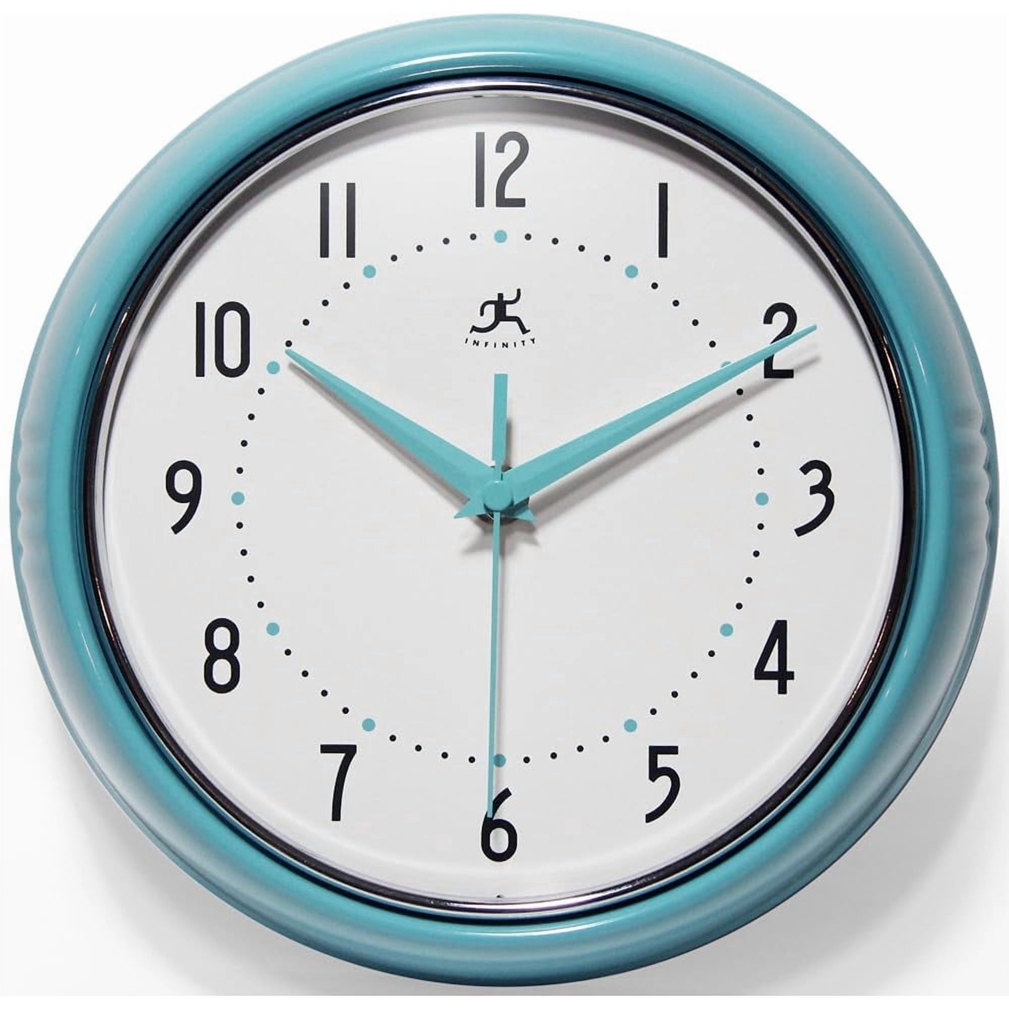 CeXuanTerLTD. Retro 9 inch Silent Sweep Non-Ticking Mid Century Modern Kitchen Diner Wall Clock Quartz Movement Retro Wall Clock Decorative (Turquoise)…