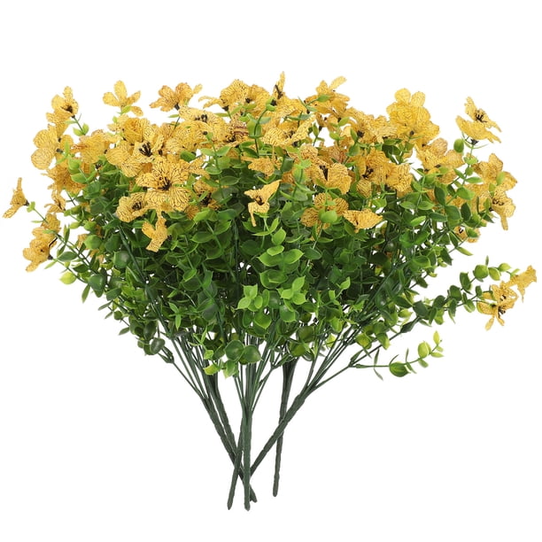 6 piezas de flores artificiales de plástico con tallo de tela, ramos de flores artificiales
